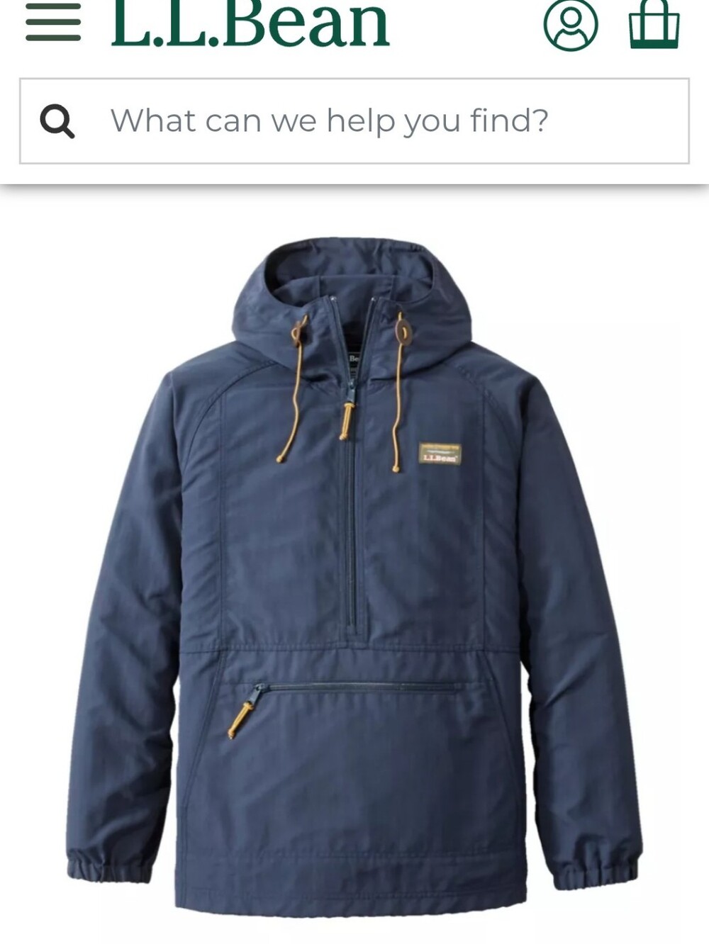 L.L. Bean Mountain Classic Anorak Navy Hooded Pullover Windbreaker Womans S NWT